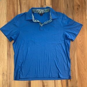 Michael Kors Men’s Blue Polo with Patterned Collar